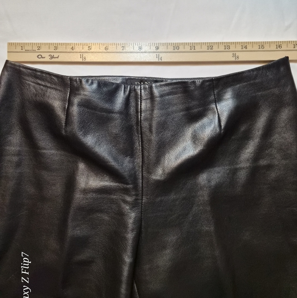 Dana Buchman 100% Lambskin Leather Pants - Black - Size 14 Petite - Picture 3 of 10
